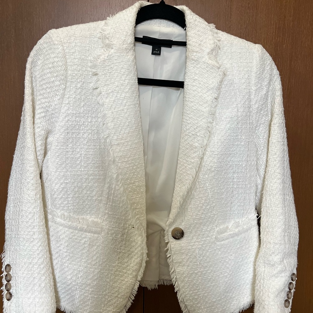 Ann Taylor Cream Tweed Blazer